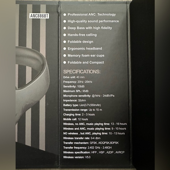 New with Box SY-ANC886 Wireless Noise Cancelling Headphones - Picture 6 of 12